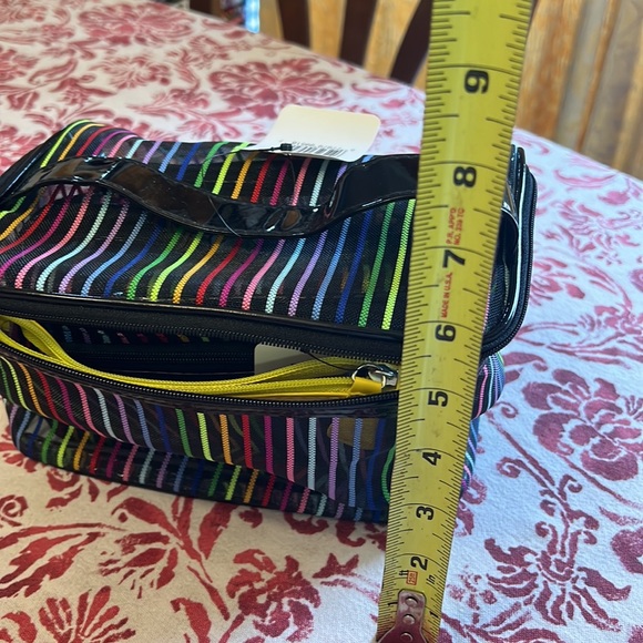 Cosmetic bags bundle of 4 new sheer with rainbow stripes NWT - Picture 2 of 4